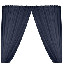 Gasa Sheer Voile Rod Pocket Curtains - Navy Blue