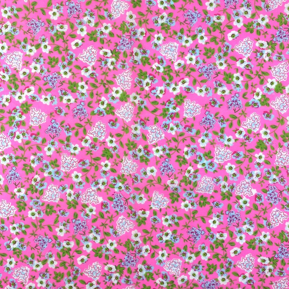 Hot Pink Abstract Swirl Print Mesh Overlay Bralette