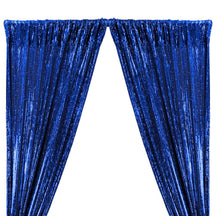 All-Over Sequins Mermaid Scale on Stretch Mesh Rod Pocket Curtains - Royal Blue