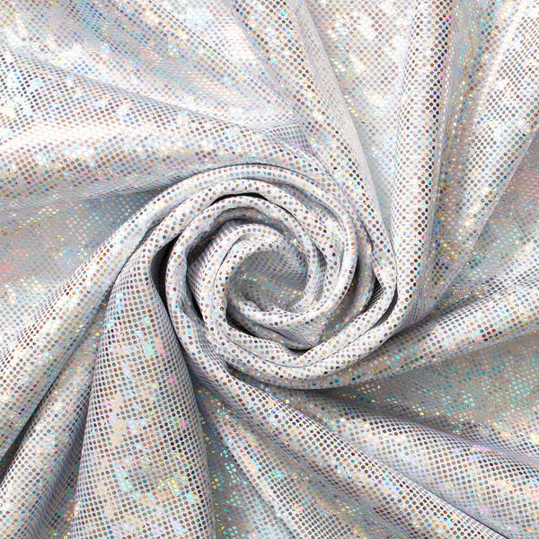 Micro Dot Hologram Tricot Foil Fabric SV577982 White / Silver 1