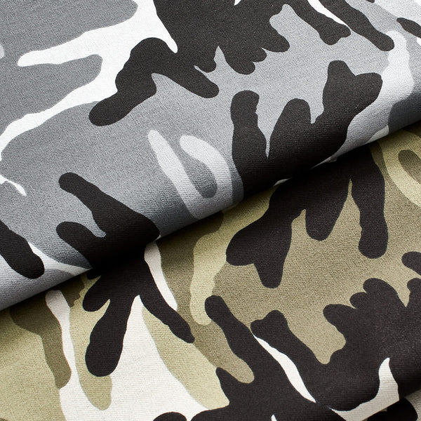 Woodland Camo Print Stretch Twill Fabric Group