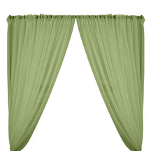 Sheer Voile Rod Pocket Curtains - Sage Green