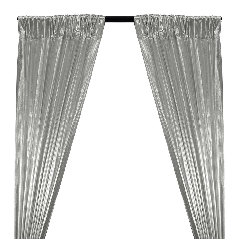 Tissue Lame Rod Pocket Curtains Silver 1