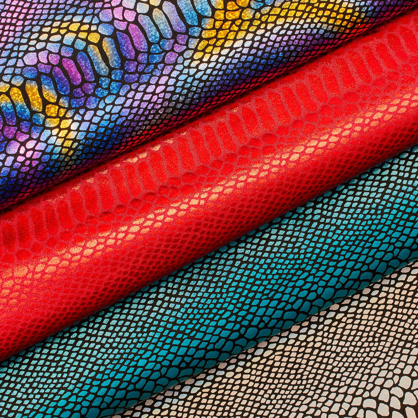 Snake Scale Hologram Tricot Foil Fabric Group