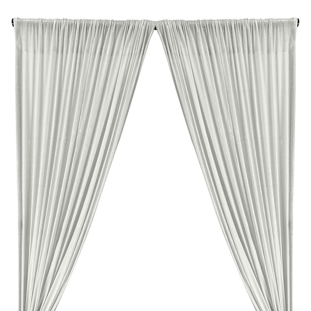All Over Micro Sequins Starlight On Stretch Mesh Rod Pocket Curtains Snow White 1