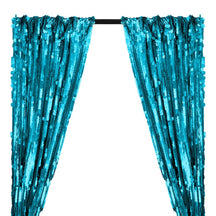 Paillette Circle Sequins Rod Pocket Curtains - Turquoise