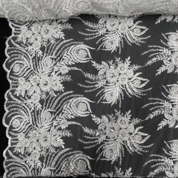 Celosia Bridal Lace Beaded Fabric SV573426 White 1