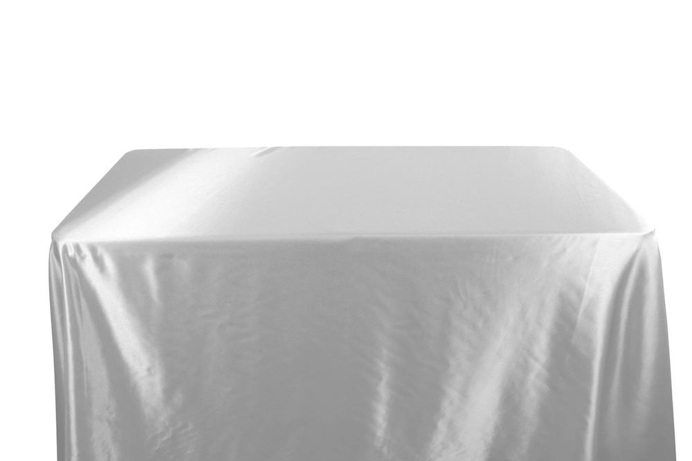 Charmeuse Satin 8 Feet Banquet Table Covers White 1