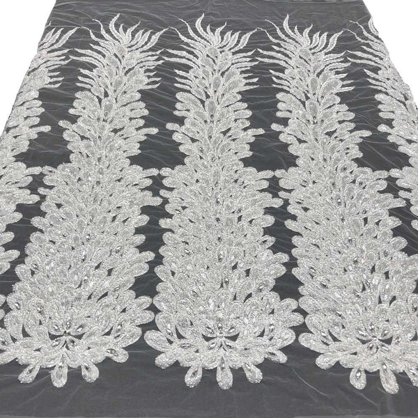 Liatris Bridal Lace Beaded Fabric SV573440 White 1