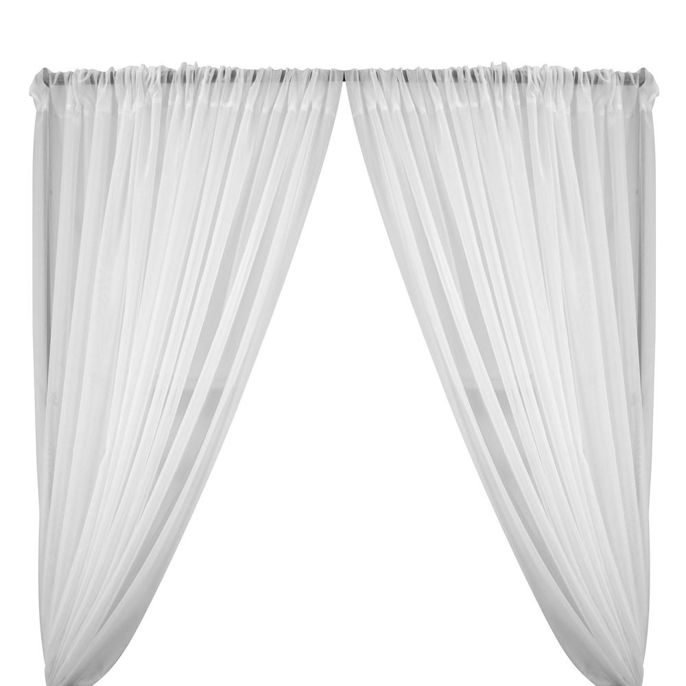 Sheer Voile Fire Retardant Rod Pocket Curtains White 1