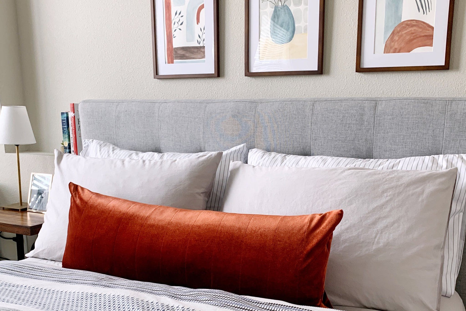 DIY Velvet Quilted Bolster Pillow Tutorial
