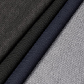 Pinstripe Polyester Viscose Wool-Look Suiting Fabric SV583345 Black Image A1