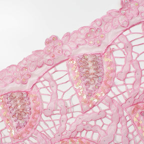 Pink Paisley Sequin Lace