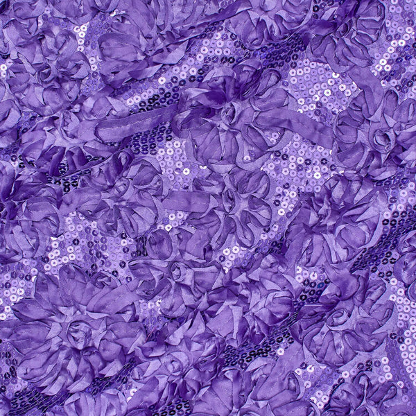 Purple Ribbon Sequins Rosette on Satin