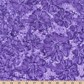 Purple Ribbon Sequins Rosette on Satin