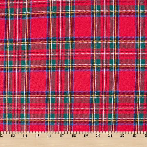 Red Tartan Plaid Cotton Flannel Fabric By The Yard