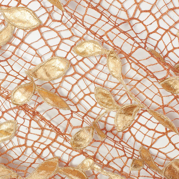 Gold Foil Vine On Orange Lace