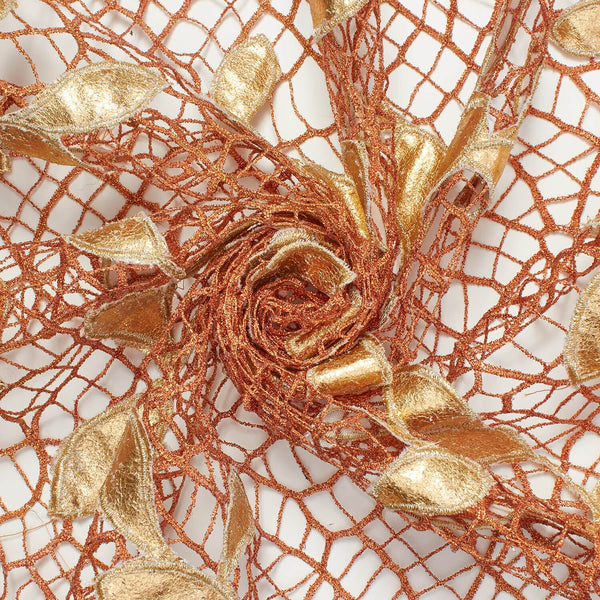 Gold Foil Vine On Orange Lace