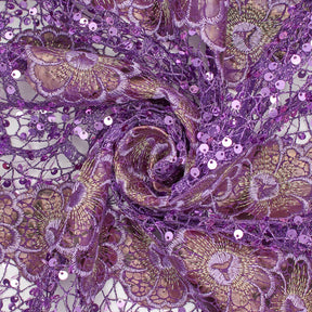 Purple Daisy Snake Printed Metallic Chemical Lace