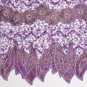 Purple Daisy Snake Printed Metallic Chemical Lace