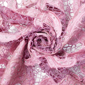 Pink Beaded Lace On Web Organza Fabric SV575692 2