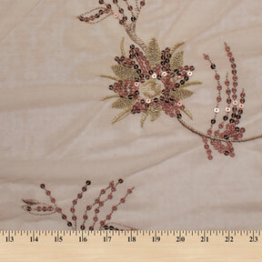 Embroidered Sequin Orchid Vine On Mesh