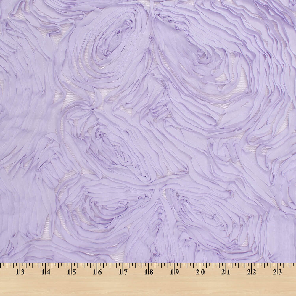 Ruffle Petal Rosette Chiffon On Mesh Fabric By The Yard