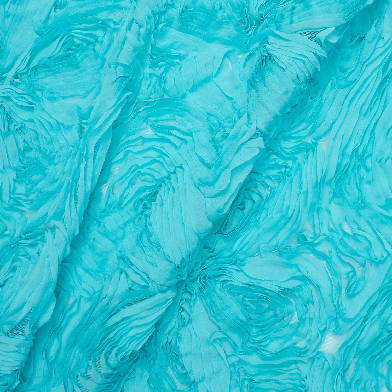 Ruffle Petal Rosette Chiffon On Mesh Fabric By The Yard