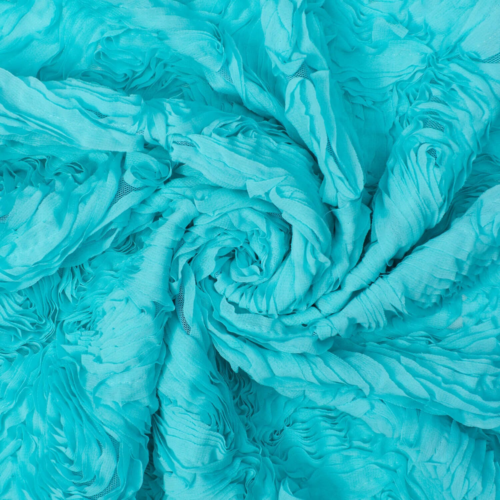 Ruffle Petal Rosette Chiffon On Mesh Fabric By The Yard