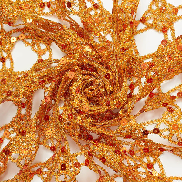 Orange Geometric Corded Lace