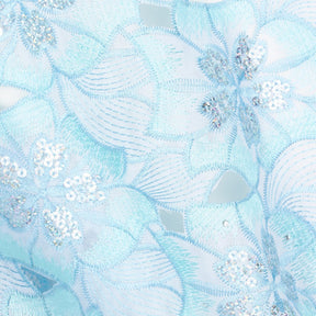 Sequined Floral Embroidery On Double Voile Fabric