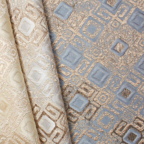 Geometric Square Extra Wide Metallic Upholstery Jacquard