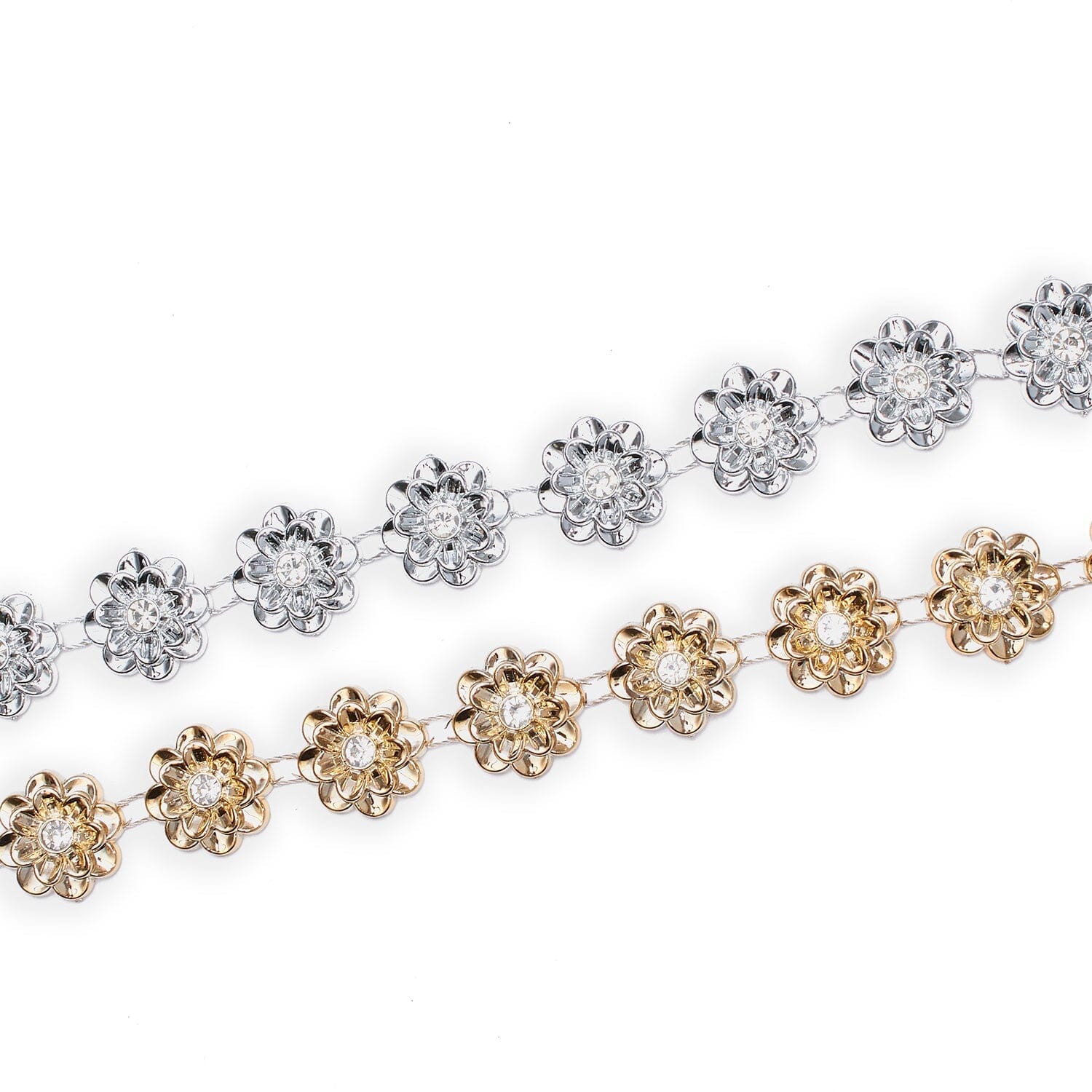 7/8 Inch Wildflower Metallic Rhinestone Trim 10 Yard Spool