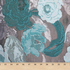 Garden Bloom Floral Extra Wide Metallic Upholstery Jacquard