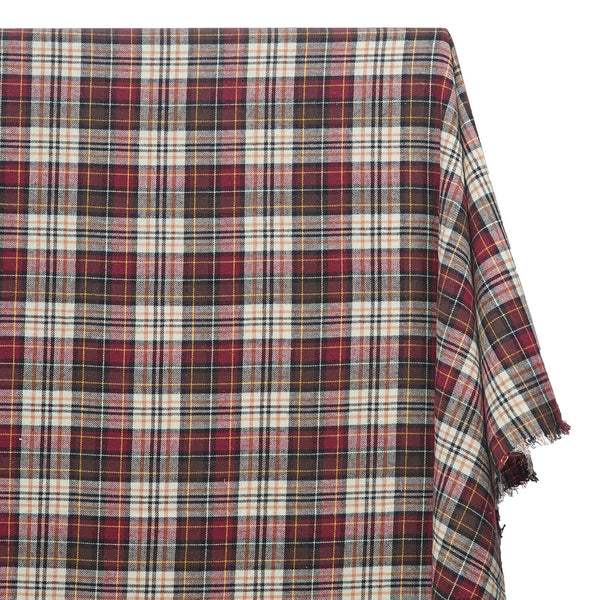Simon Tartan Plaid Yarn Dyed Brushed Cotton Flannel SV577289 Burgundy Beige A1