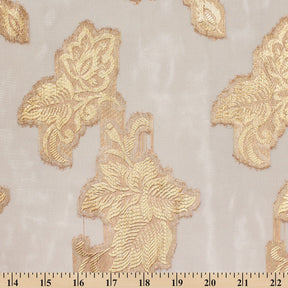 Leafy Vine Metallic Embroidered Chiffon