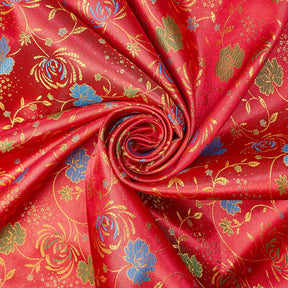 Multicolor Floral Vine Satin Jacquard