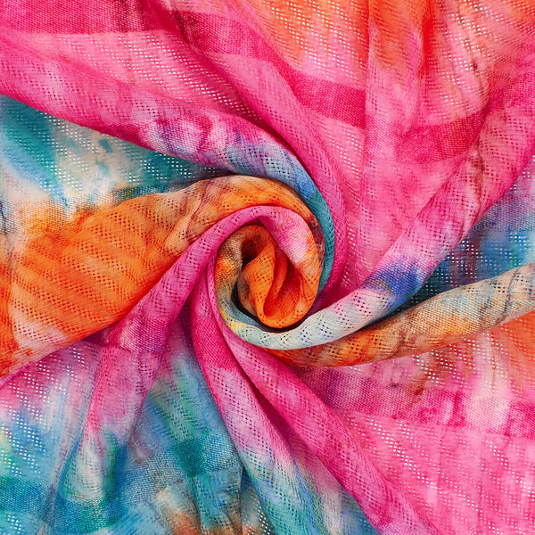 Tie Dye Eyelet Stripes On Dobby