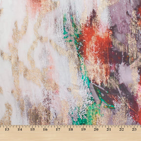 Abstract Printed Metallic Embroidered Satin