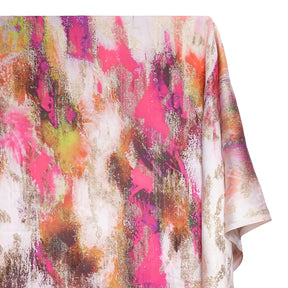 Abstract Printed Metallic Embroidered Satin