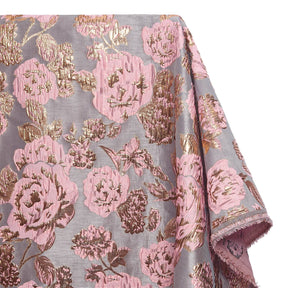 Rose Floral Plain Woven Crinkle Metallic Brocade Jacquard