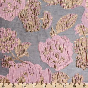 Rose Floral Plain Woven Crinkle Metallic Brocade Jacquard