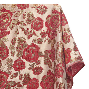 Rose Floral Plain Woven Crinkle Metallic Brocade Jacquard