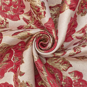 Rose Floral Plain Woven Crinkle Metallic Brocade Jacquard