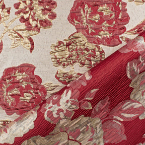 Rose Floral Plain Woven Crinkle Metallic Brocade Jacquard