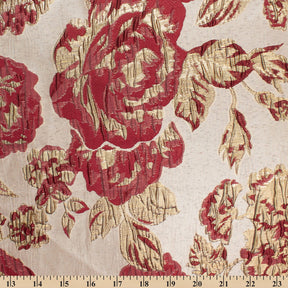 Rose Floral Plain Woven Crinkle Metallic Brocade Jacquard