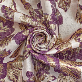 Rose Floral Plain Woven Crinkle Metallic Brocade Jacquard