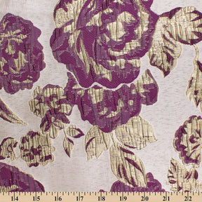 Rose Floral Plain Woven Crinkle Metallic Brocade Jacquard