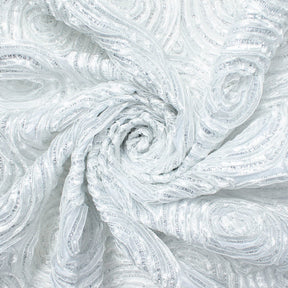 Circle Swirl Metallic Ruffle Rosette On Polyester Taffeta