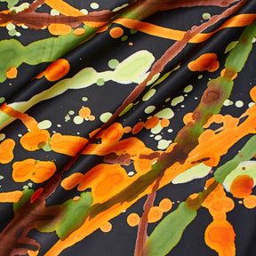 Abstract Painted Printed Charmeuse Satin